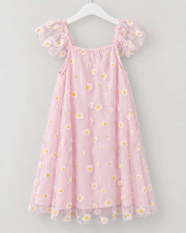 Producto - Vestido Isa  Tul con margaritas en rosa - 0