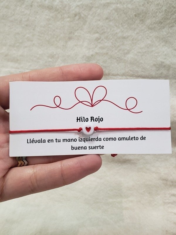 Producto - Pulsera roja fina con corazón - 3