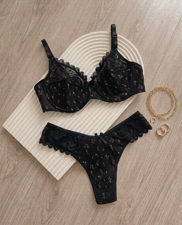 Producto - Conjunto floreado con aro y less clásica - Art 410 - 1