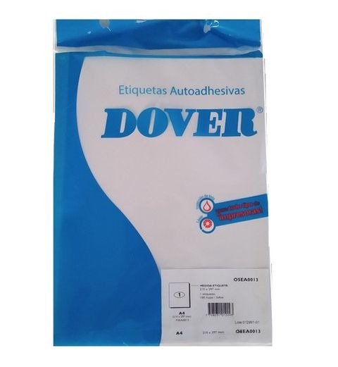 Producto - ETIQUETA AUTOADHESIVA BLANCA A4 EN BOLSA X100 UNIDADES DOVER