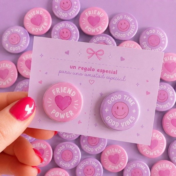 Producto - Pack x5 Tarjetas Día del Amigo con 2 Pins
