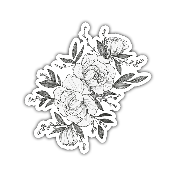 Producto - Sticker Blanco y Negro Diseño 25 Flores