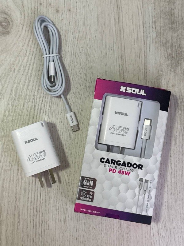 Producto - CARGADOR SOUL FAST PD QC 45W DUAL - TIPO C A TIPO C
