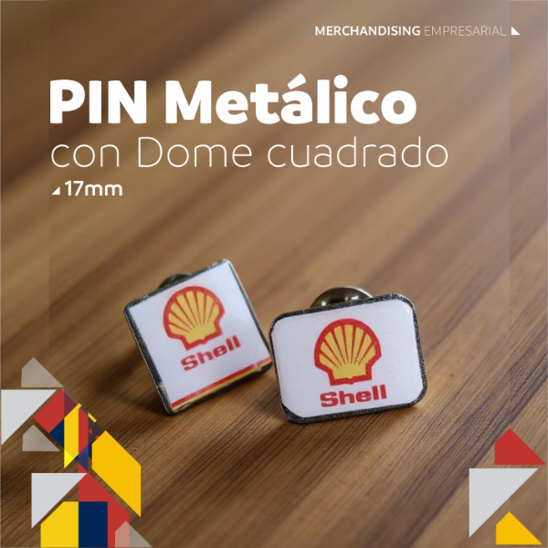 Producto - Pin Metalico con Dome cuadrado 17 mm