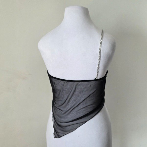 Producto - Top un solo hombro con cadena y transparencia S/M - 3