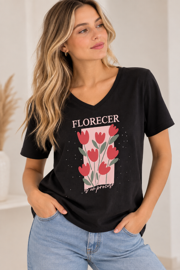 Producto - Remera de Mujer Florecer de Algodón Estampada - KRONE - 0