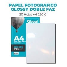 Producto - Papel glossy doble faz 220grs X 20 Hojas Global Electronics