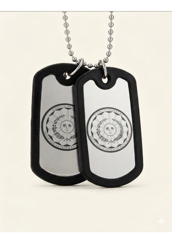 Producto - Doble Placa De Identificacion Militar Goma Acero Grabado - 4