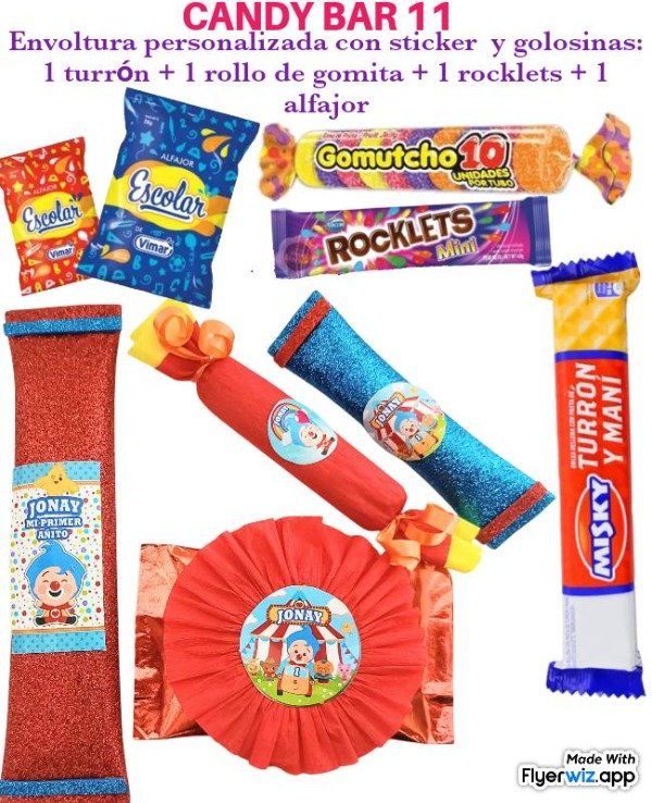 Producto - Candy bar 11 payaso Plim Plim 40 golosinas envueltas