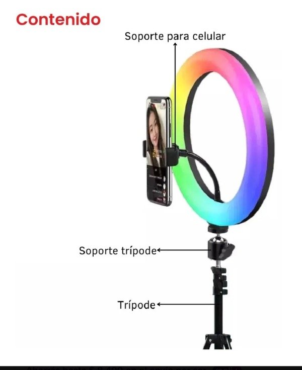 Producto - Aro De Luz Led RGB 30 cm + Trípode 2 metros - 3