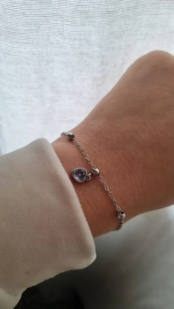 Producto - Pulsera corazon con 3 bolitas Aq