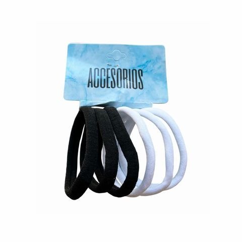 Producto - COLITA PARA EL PELO BLANCA/NEGRA 5.5CM BLISTER X6 UNIDADES