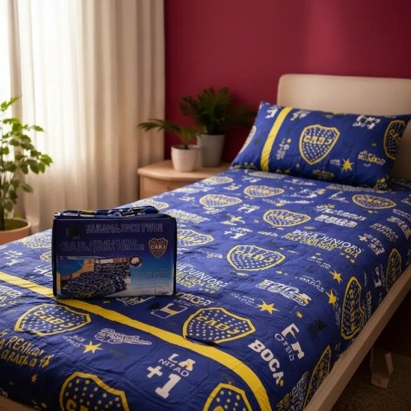 Producto - Juego de Sábanas Twin "Boca Juniors La mitad +1"