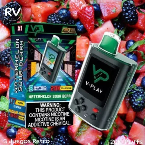 Producto - (POD DESCARTABLE) V-PLAY 20K RETRO GAMES - WATERMELON SOUR BERRY