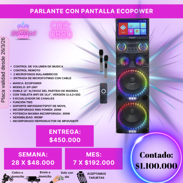 Producto - PARLANTE CON PANTALLA ECOPOWER COD:0880