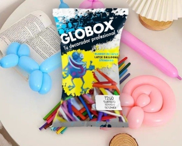 Producto - GLOBO GLOBOLOGIA GLOBOX  MULTICOLOR X50