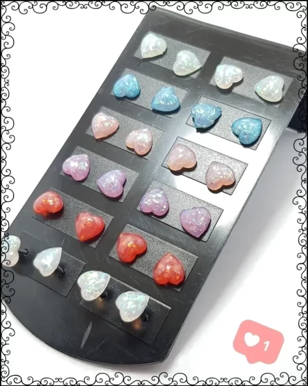 Producto - Aros Abridores corazones con brillos (varios colores)