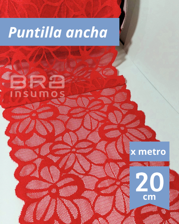 Producto - [P27] Puntilla Elastizada 20 cm - Rojo (x Metro)