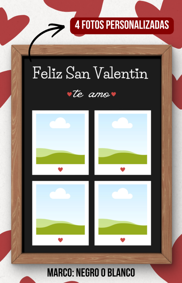 Producto - Cuadro san valentin 4 fotos fondo negro