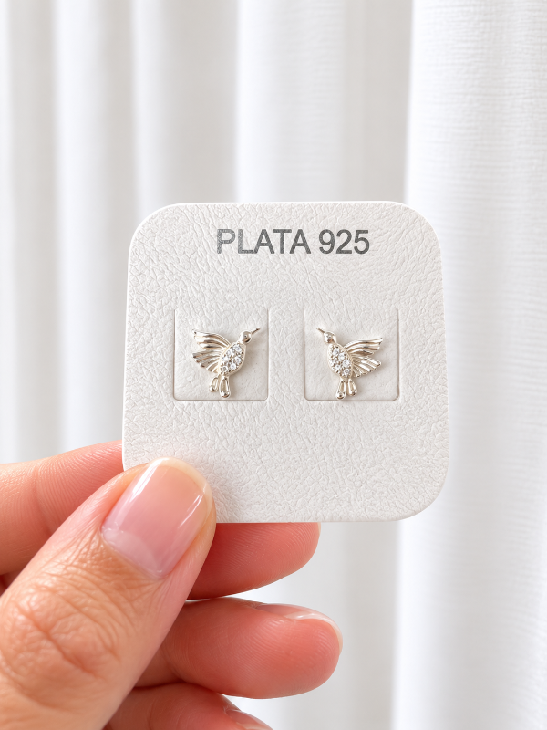 Producto - Aros colibrí micropave plata 925 - 0