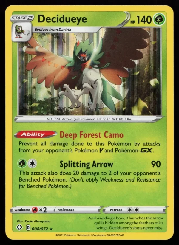 Producto - Decidueye 013/189 Holo Rare SWSH03: Darkness Ablaze Pokémon Card