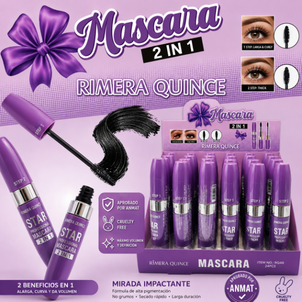 Producto - MASCARA DE PESTAÑAS 2 IN 1 RIMERA QUINCE RQ48