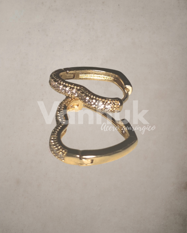 Producto - Aros argolla corazon y strass clip D - 1