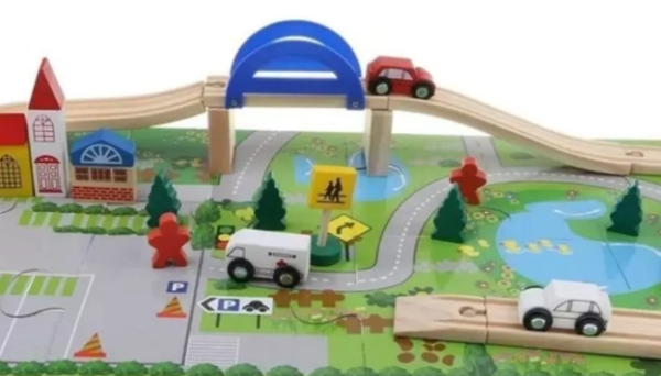 Producto - Autopista, ciudad y autitos de madera
