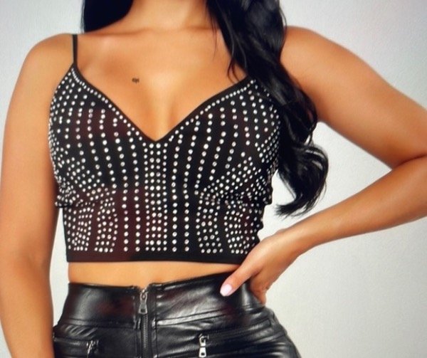 Producto - Top brillos con cierre en espalda