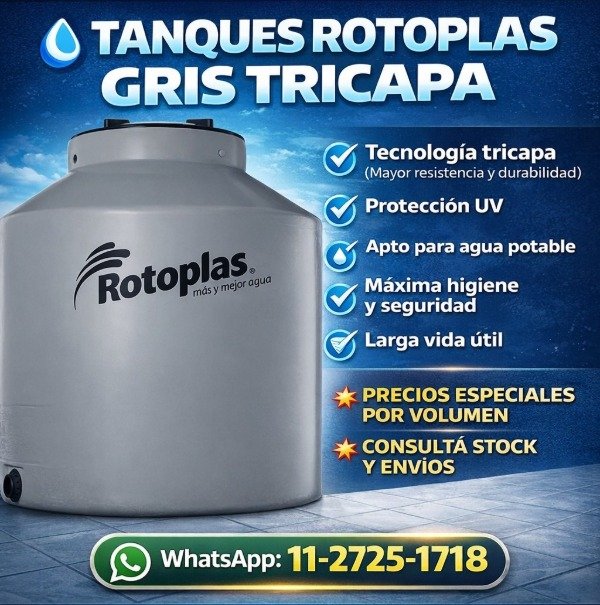 Producto - Tanque Tricapa Gris Rotoplas 850 Lts.