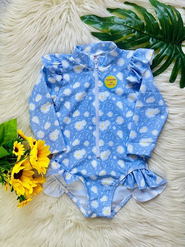 Producto - MAYA ENTERIZA C/MANGAS UV BABY MARGARITA CELESTE