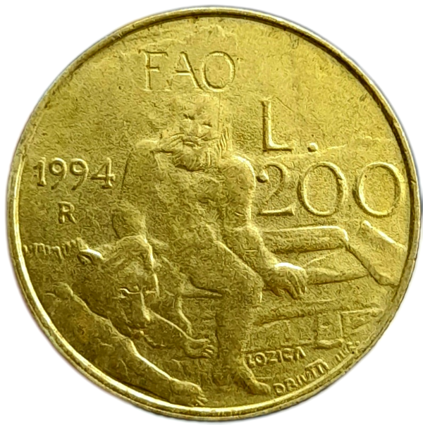 Producto - San Marino FAO 200 Liras 1994 (400.000) Km#313 XF
