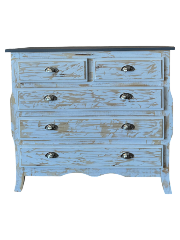 Producto - Comoda Cajonera Dormitorio 5 Cajones Estilo Provenzal Pintado