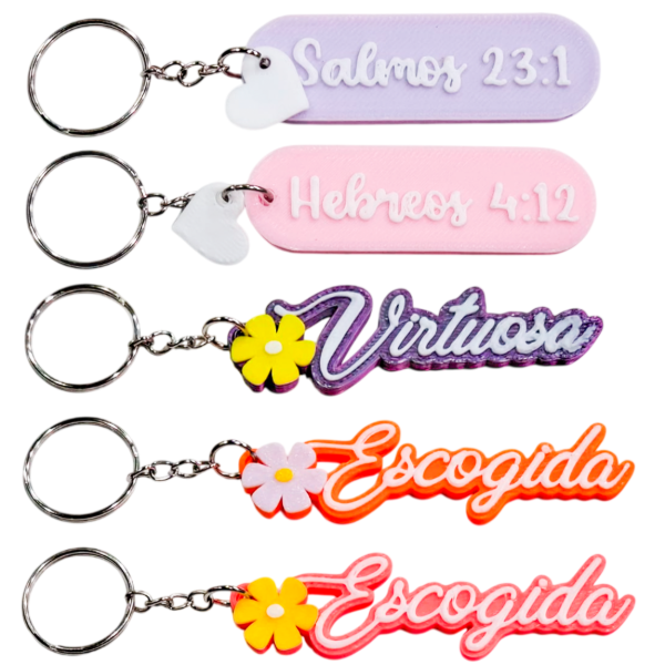 Producto - PROMO Llaveros 3D "Con Frases" Bicolor Con Aplique (PACK X4 UNIDADES)