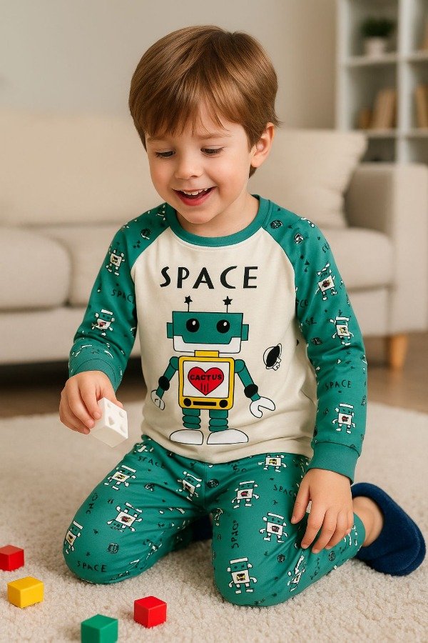 Producto - Art. 820225 - DOLEMISO - Pijama Largo de Modal Robot Niño ACQUA