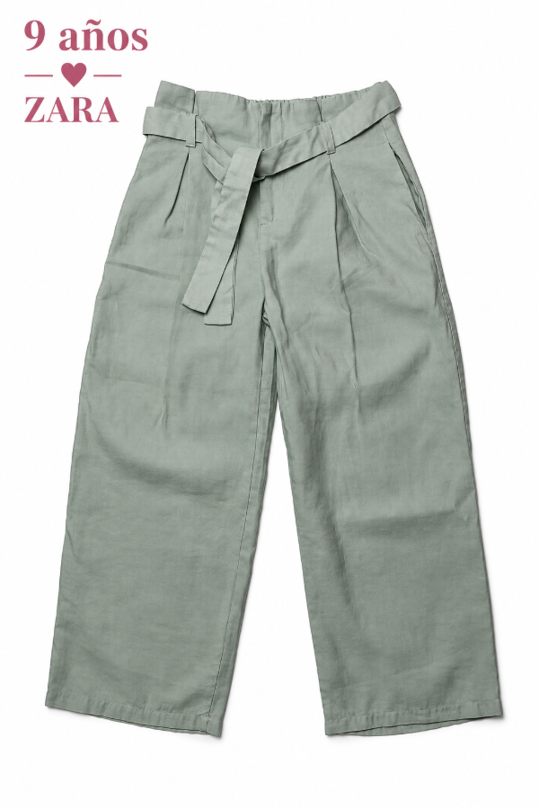 Producto - Pantalon Verde con lazo Zara 9 años - 0