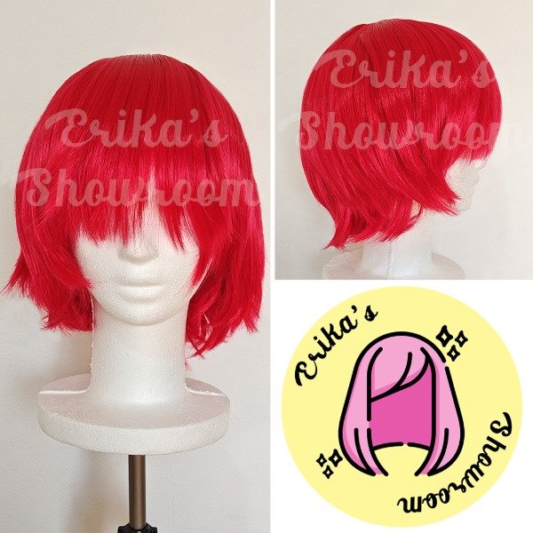 Producto - Peluca corta desmechada con flequillo rojo 29
