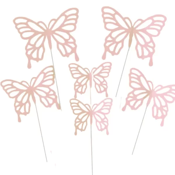 Producto - Topper mariposas con brillo x10 color rosa