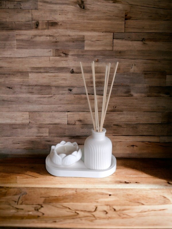 Producto - kit vela flor de loto, bandeja y difusor