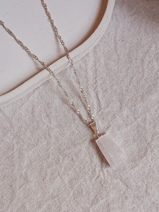Producto - Collar selenita - Acero blanco