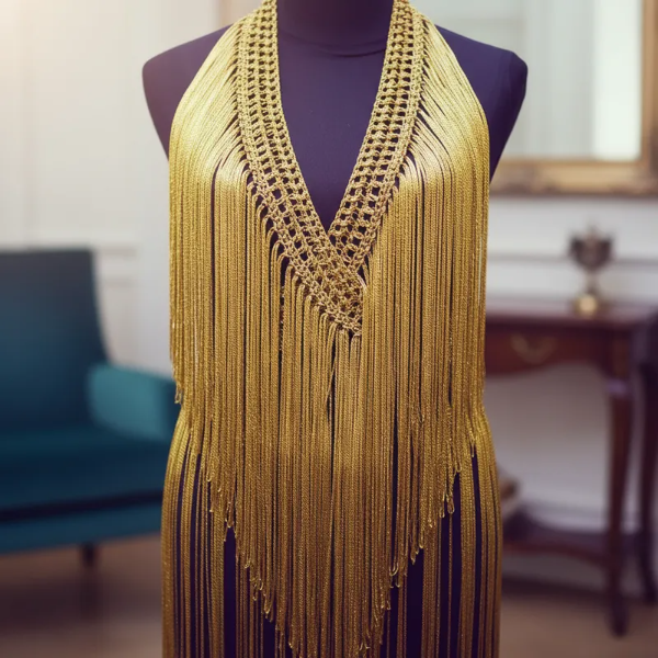 Producto - Tira De Flecos Para Cruzar 160 cm Dorado PRE VENTA