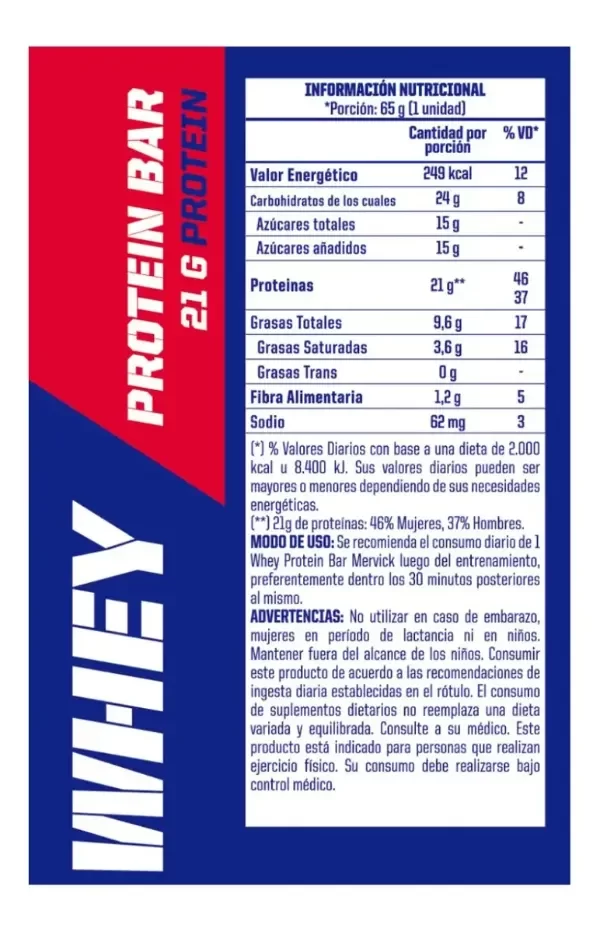Producto - Whey Protein Bar x 21 Grs c/u - SIN TACC caja x12u MERVIK LAB - 2