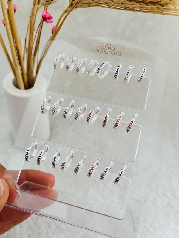 Producto - Argollitas atrás acero blanco