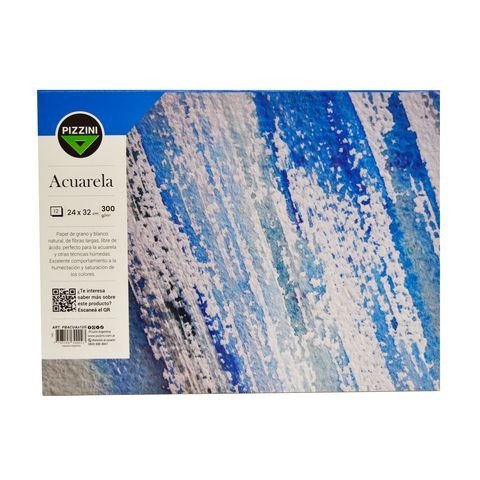 Producto - BLOCK DE DIBUJO 24X32CM PARA ACUARELA 300GRS 12 HOJAS EMBLOCADO PIZZINI