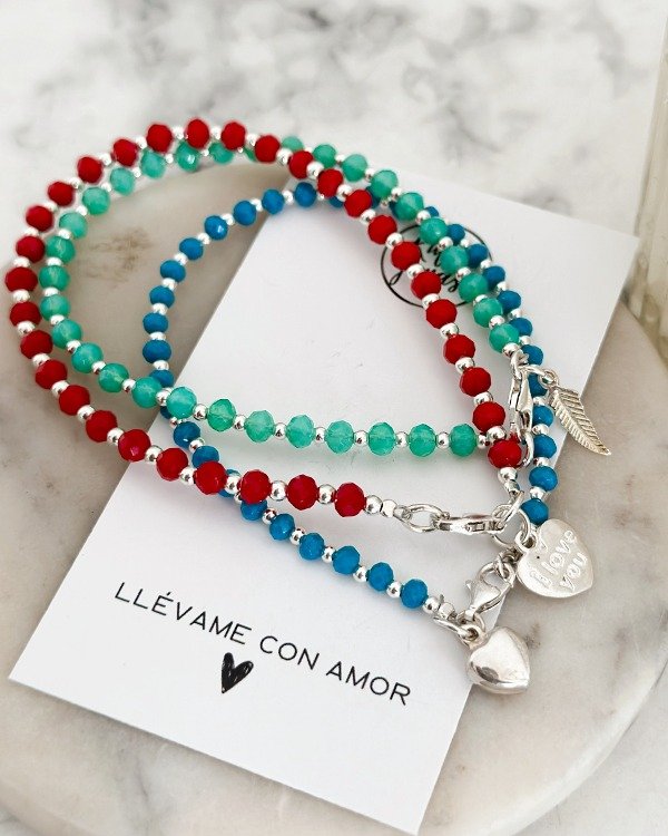 Producto - Pulsera aqua cristal de roca con dije