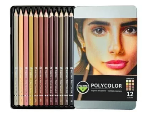 Producto - Lápices de Colores Pizzini Polycolor premium TERROSOS x12 estuche metálico