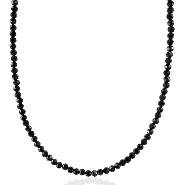 Producto - Collar de cristal checo y acero quirúrgico - 4mm - Negro - 0