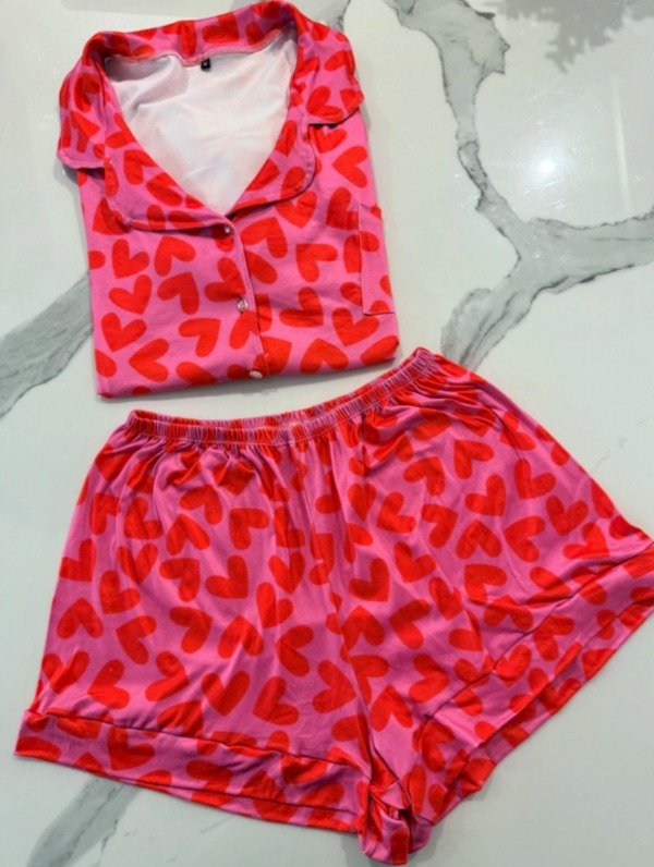 Producto - Pijama camisero corazones