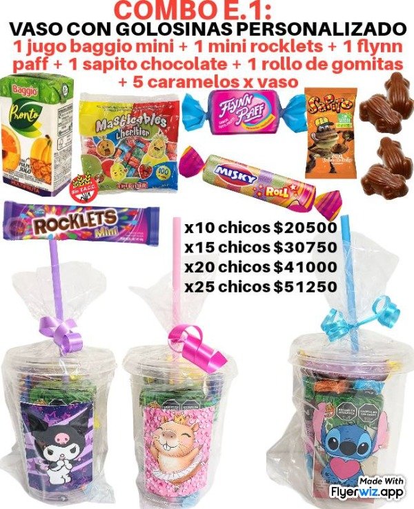 Producto - Combo E.1 vaso con golosinas personalizado
