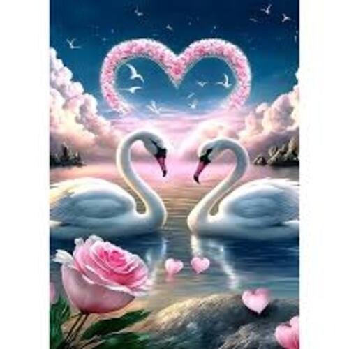 Producto - DIAMOND PAINTING 40X50 HI STONE CISNES CORAZON